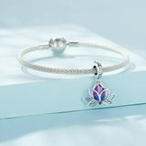 925 Sterling Silver Lotus Pendant Tourmaline Bracelet Beads