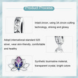 925 Sterling Silver Lotus Pendant Tourmaline Bracelet Beads