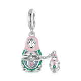 925 Sterling Silver Platinum Plated Doll Pendant With Beads