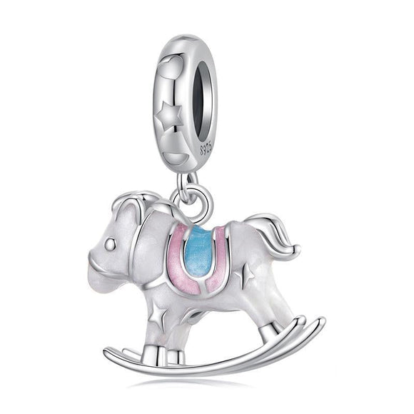 925 Sterling Silver Platinum Plated Trojan Horse Pendant