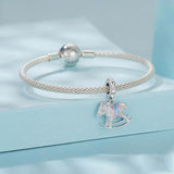 925 Sterling Silver Platinum Plated Trojan Horse Pendant