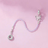 925 Sterling Silver Platinum Plated Butterfly Safety Chain Bracelet