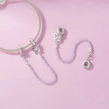 925 Sterling Silver Platinum Plated Butterfly Safety Chain Bracelet
