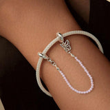 925 Sterling Silver Platinum Plated Butterfly Safety Chain Bracelet