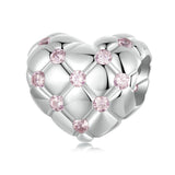 925 Sterling Silver Platinum Diamond Heart Diy Bead
