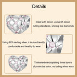 925 Sterling Silver Platinum Diamond Heart Diy Bead