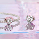 925 Sterling Silver Platinum Heart Bow Beads Gift Box