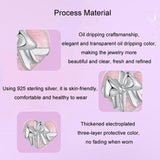 925 Sterling Silver Platinum Heart Bow Beads Gift Box