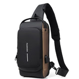 Anti Theft Men Shoulder Bag With Usb Charging Port - Black