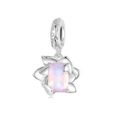 925 Sterling Silver Platinum Plated 3D Lotus Pendant