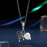 925 Sterling Silver Platinum Note Beaded Pendant
