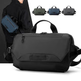 3 Point Strap Men Cycling Chest Bag Anti Sway Design - Black