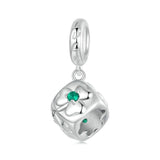 925 Sterling Silver Platinum Plated Lucky Clover Dice Bracelet