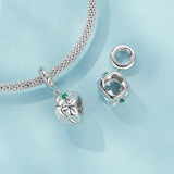 925 Sterling Silver Platinum Plated Lucky Clover Dice Bracelet