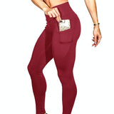 High Elastic Yoga Pants With Pockets For Women Stretch Leggings For Jogging Workout And Running Size S - Black