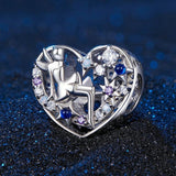 925 Sterling Silver Diy Elf Heart Bead Bracelet & Necklace Set