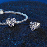 925 Sterling Silver Diy Elf Heart Bead Bracelet & Necklace Set