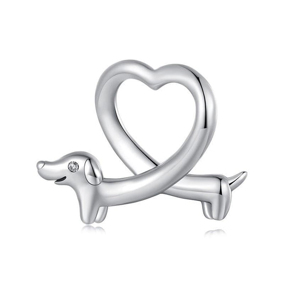 925 Sterling Silver Dachshund Bead Animal Accessory