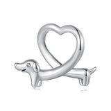 925 Sterling Silver Dachshund Bead Animal Accessory