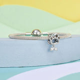 925 Sterling Silver Oxidized Paw Print Bracelet