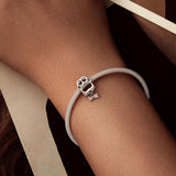 925 Sterling Silver Oxidized Paw Print Bracelet