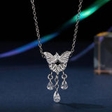 925 Sterling Silver Platinum Plated Butterfly Tassel Pendant