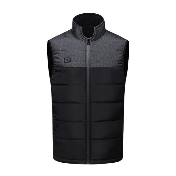 Heated Vest Electric Heating 3 Constant Temperature Warm Cotton Jacket - Black-4 Zones Heating - S