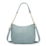 Adjustable Leather Crossbody Bag Large Capacity - Blue