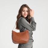 Adjustable Leather Crossbody Bag Large Capacity - Blue