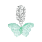 925 Sterling Silver Platinum Plated Zircon Butterfly Glass Pendant