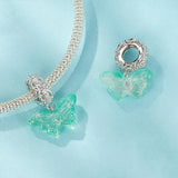 925 Sterling Silver Platinum Plated Zircon Butterfly Glass Pendant