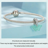 925 Sterling Silver Platinum Plated Zircon Butterfly Glass Pendant