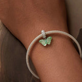 925 Sterling Silver Platinum Plated Zircon Butterfly Glass Pendant