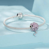 925 Sterling Silver Platinum Plated Zircon Flower Beads