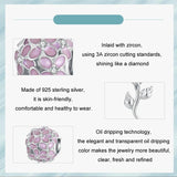 925 Sterling Silver Platinum Plated Zircon Flower Beads