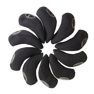 10-piece Neoprene Golf Club Headgear Set - Waterproof & Wear-resistant - Black