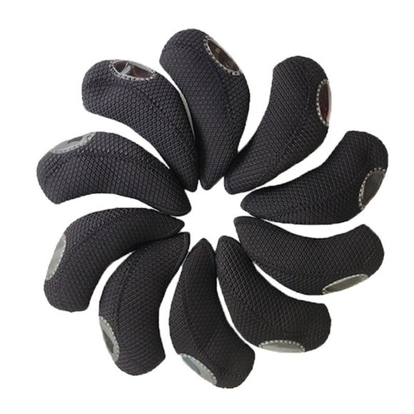 10-piece Neoprene Golf Club Headgear Set - Waterproof & Wear-resistant - Black
