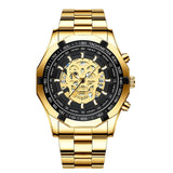 Waterproof Luminous Skeleton Watch - 30m - White Steel Black