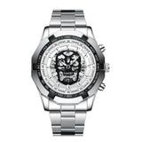 Waterproof Luminous Skeleton Watch - 30m - White Steel Black