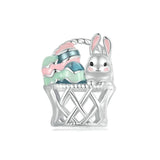 925 Sterling Silver Easter Basket Egg Rabbit Beads