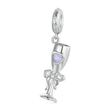 925 Sterling Silver Romantic Platinum Champagne Goblet Pendant