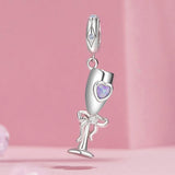 925 Sterling Silver Romantic Platinum Champagne Goblet Pendant