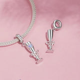 925 Sterling Silver Romantic Platinum Champagne Goblet Pendant