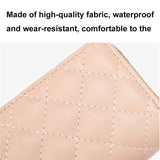Double Layer Zipper Wallet Multi Card Slot Large Capacity Rhombus Design - Beige