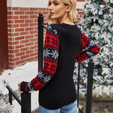 Christmas Women Pullover Sweater Santa Claus Embroidery Crew Neck Knit Sweater - Red - M