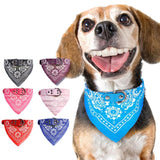 Adjustable Dog Bandana Leather Printed Soft Scarf Collar Neckerchief For Puppy Pet - Size M - Blue