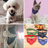 Adjustable Dog Bandana Leather Printed Soft Scarf Collar Neckerchief For Puppy Pet - Size M - Blue