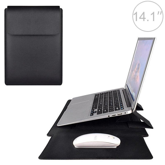 14.1 Inch Laptop Sleeve Leather Carrying Bag - Black
