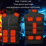 Winter Smart Dual-Control 13-Zone Charging Heating Vest - Black - M
