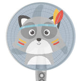 18-inch Cartoon Children's Electric Fan with All-inclusive Mesh Protection Net and Anti-pinch Hand Cover - Little Gray Wolf